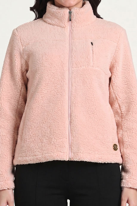 Zivame Sherpa Knit Poly Winter Loungewear Jacket - Peachy Keen — image 4